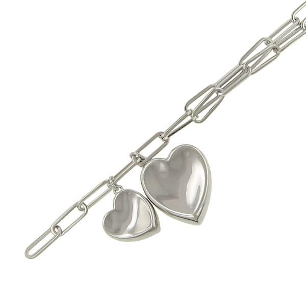 Sterling Silver Double Heart Ruby Accent Bracelet