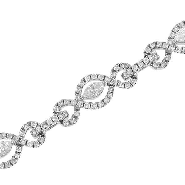 14K White Gold Infinity and Bar Link Diamond Bracelet 3.00cttw