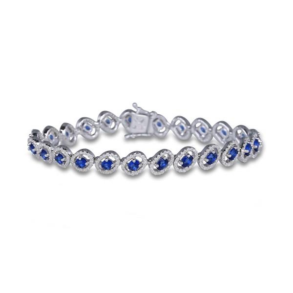 14K White Gold Sapphire and Diamond Pavé Link Bracelet 8.48cttw