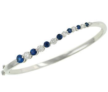 14K White Gold Bracelet with Diamonds and Blue Sapphires 1.83cttw