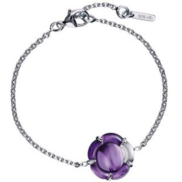 Baccarat “B Flower” Purple Mirror Crystal Bracelet in Sterling Silver