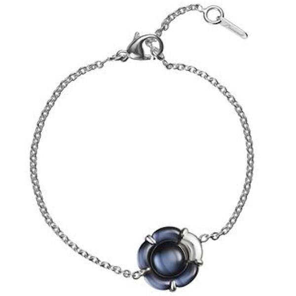 Baccarat “B Flower” Black Mordoré Crystal Bracelet in Sterling Silver