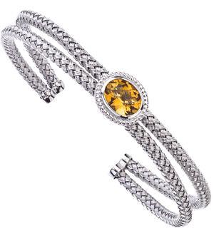 Sterling Silver ''Candy Collection'' Citrine Cuff Bangle ||| 154844 |||