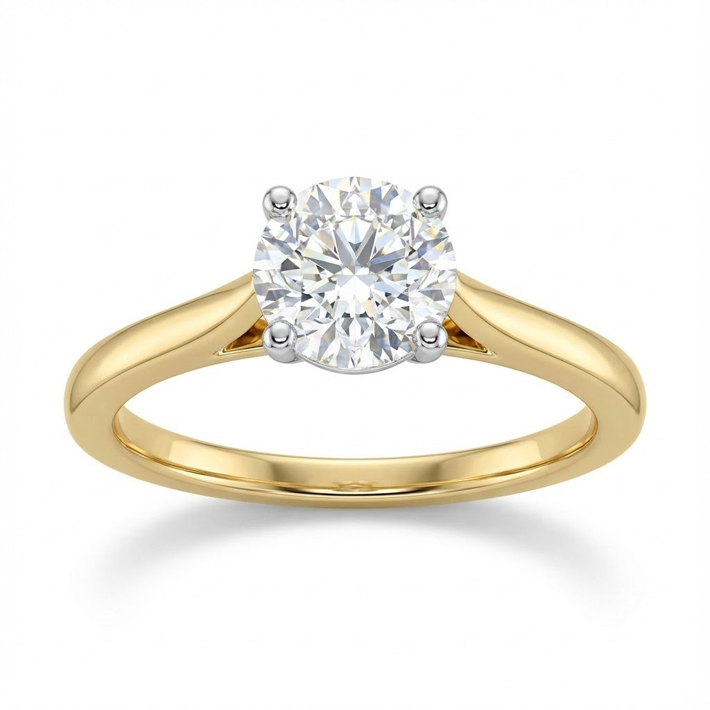 14K Yellow Gold Cathedral Style Solitaire Engagement Ring (center Stone Not Included)