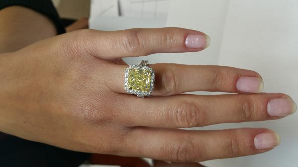 Platinum and Yellow Gold Diamond Ring with 6.02cttw Fancy Yellow Diamond (VS2; GIA) and 92 Diamonds at 1.25cttw