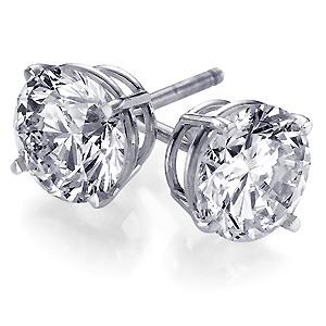 14K White Gold Round Diamond Stud Earrings 2.19cttw (I/SI2)