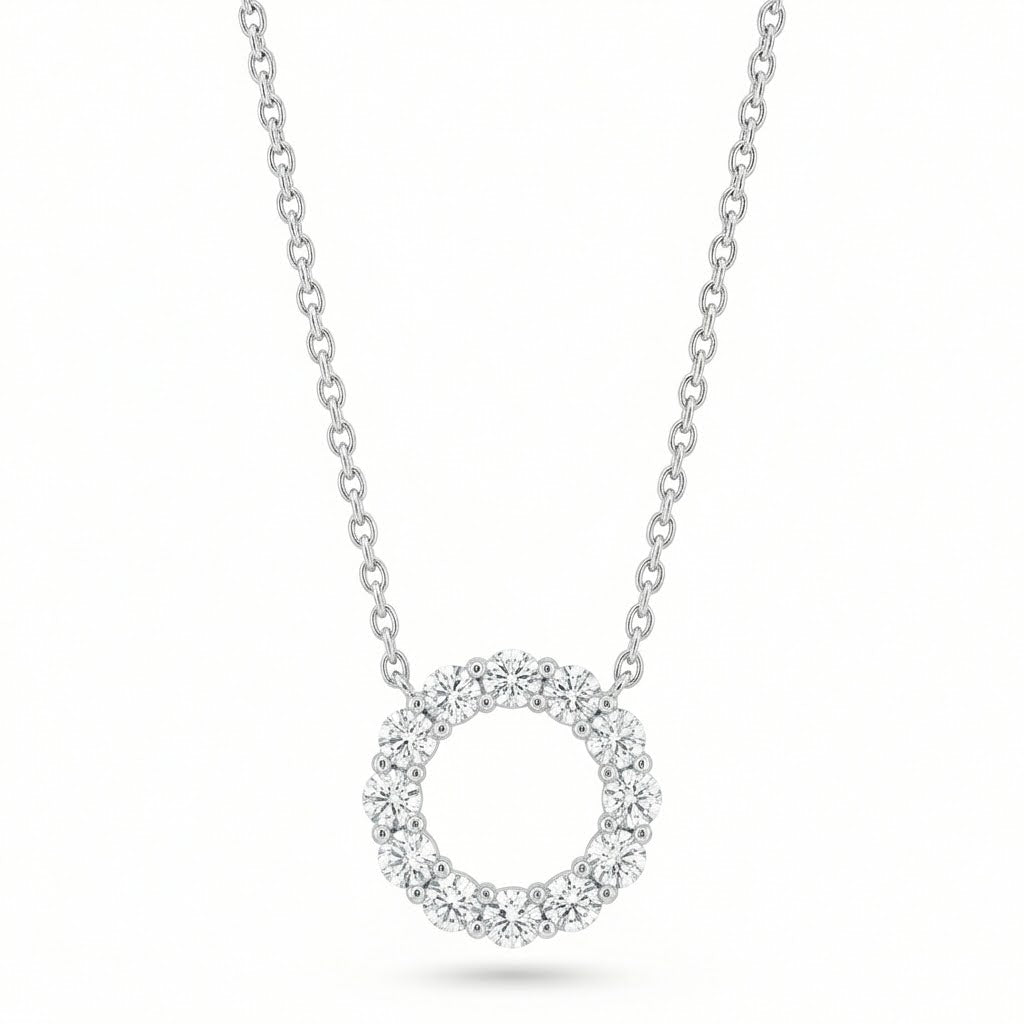 Diamond Circle of Life Necklace in 14k White Gold 0.33cttw