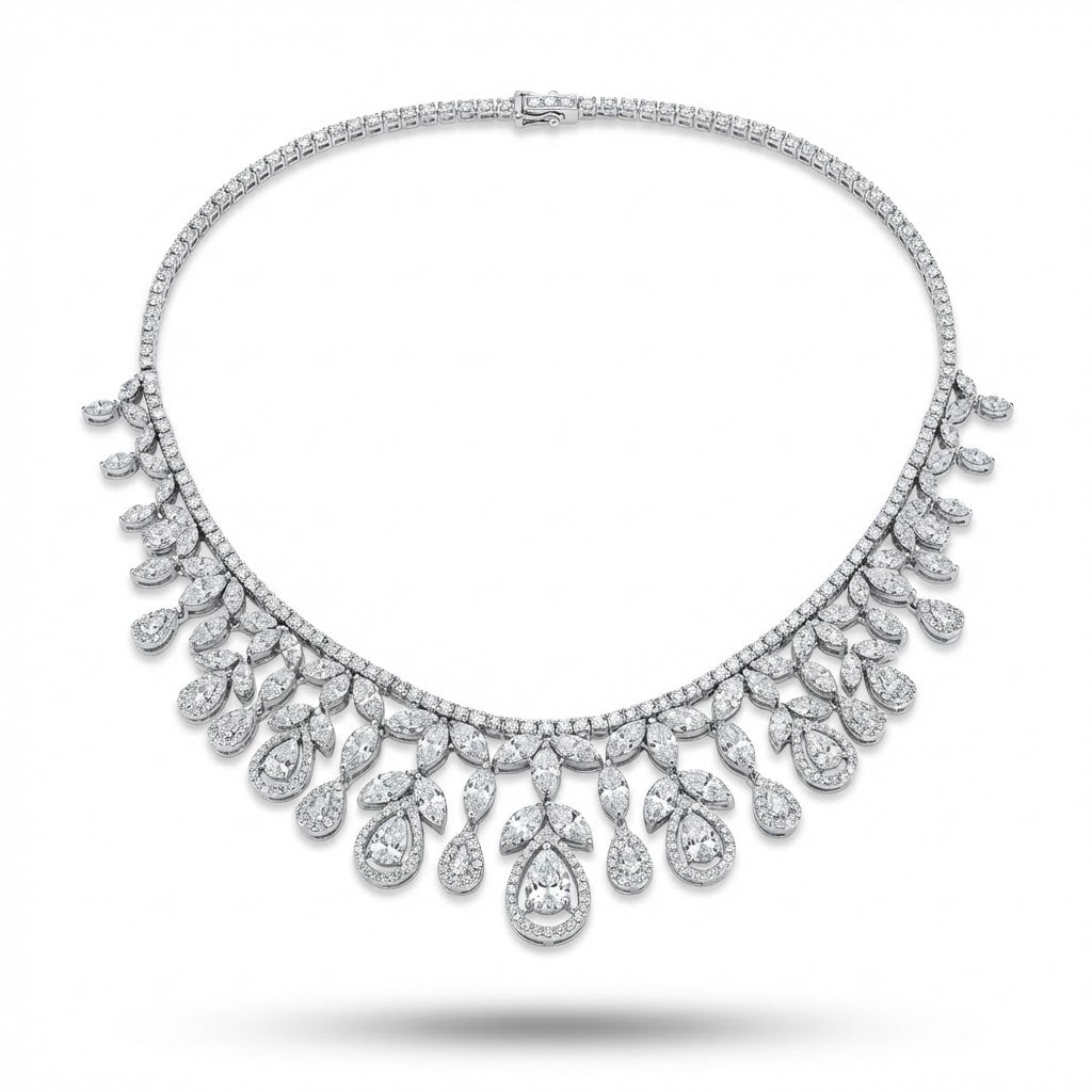 Diamond Necklace in 18k White Gold 12.10cttw