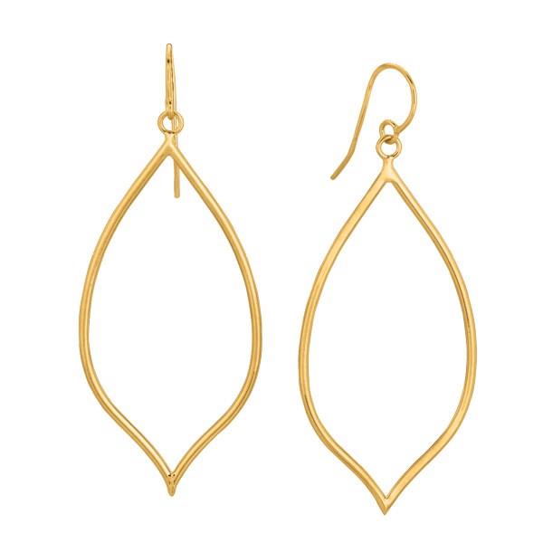 14K Yellow Gold Hollow Marquise Shape Dangle Earrings