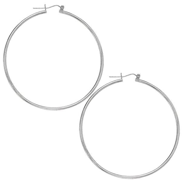 14k White Gold Hoop Earrings 45mm