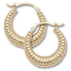 14K Yellow Gold Fluted Hoop Earrings