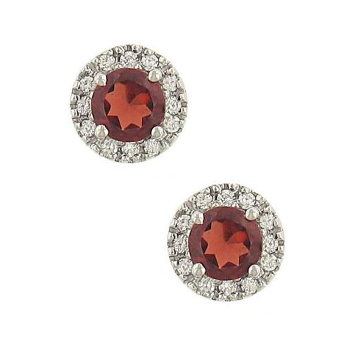 14k White Gold Garnet and Diamond Stud Earrings 0.84cttw