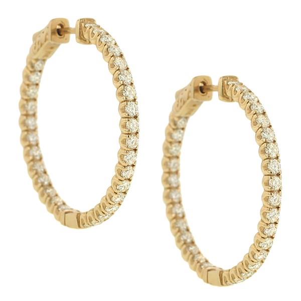 34mm Inside-Out Diamond Hoop Earrings in 14K White Gold 2.96 Carats Total Weight – 60 Round Diamonds