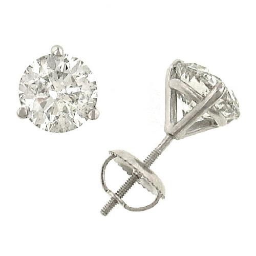 2.79cttw Round Brilliant Cut 3-Prong Martini Style Diamond Stud Earrings with Screw Posts Egl Usa Certified F-G/VVS2-VS1  (7.14-7.13X4.50mm) ||| 154674