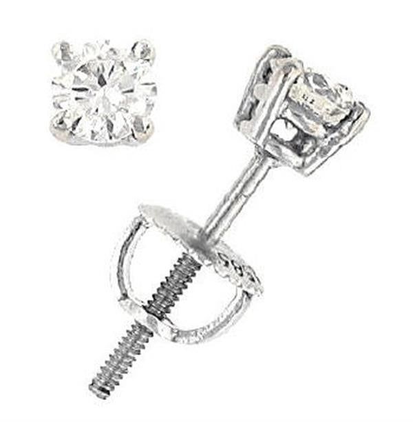 14K White Gold 4-Prong Round Diamond Stud Earrings .48cttw