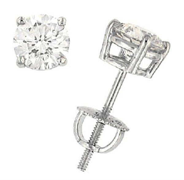 14K White Gold Certified Round Diamond Stud Earrings 2.04cttw