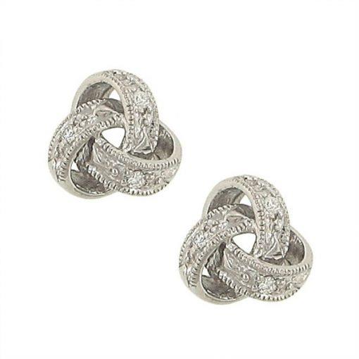 14K Gold Pavé Diamond Knot Stud Earrings
