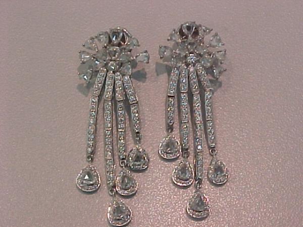 18KW Rosa Cut Dia Earring ||| 6.10 cttw Diamond