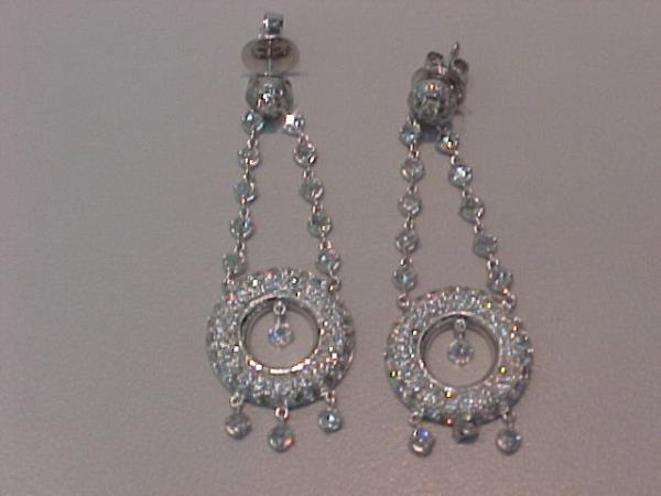 18KW Diamond Earring ||| 5.05 cttw Diamond Round and Briolette Cut