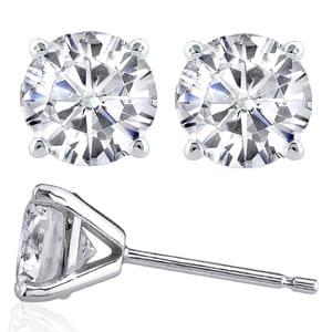 14K Gold Round Brilliant Diamond Stud Earrings 2.01cttw – Martini Setting