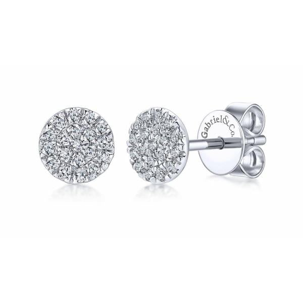 14K Gold Round Cluster Diamond Stud Earrings .16cttw (SI2)