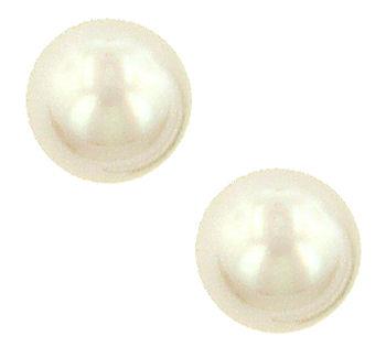 14K Yellow Gold 7.5mm Cultured Akoya Pearl Stud Earrings