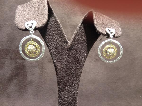 14K Yellow and White Gold Diamond Circle Earrings Approx. 1.00cttw