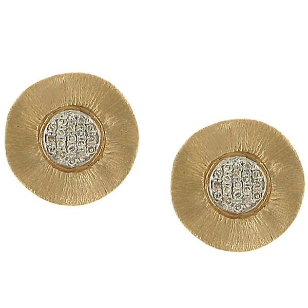 14K Yellow Gold Satin and Pavé Diamond Earrings .90cttw (G–H/SI)