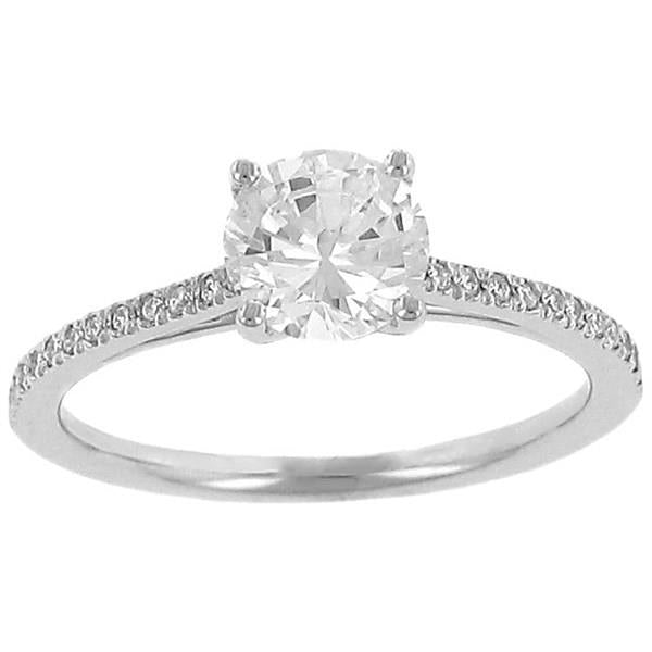 14K White Gold Pavé Diamond Engagement Ring – 0.11 ct Total Weight (G–H / SI1) – Center Stone Not Included