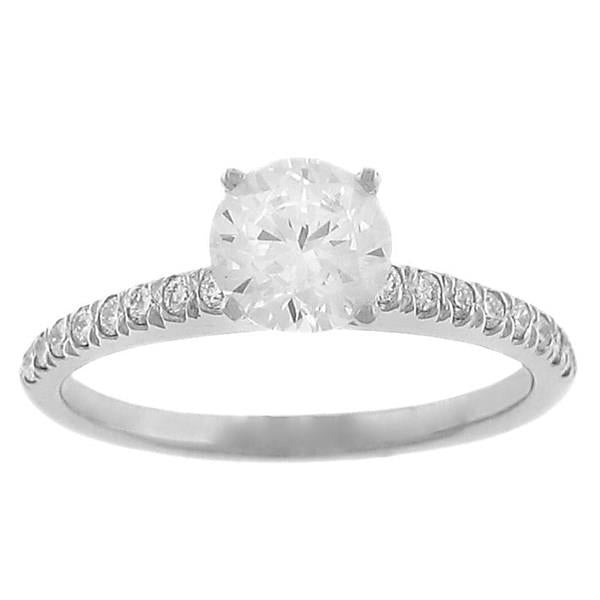 14K White Gold Pavé Diamond Engagement Ring – Center Stone Not Included