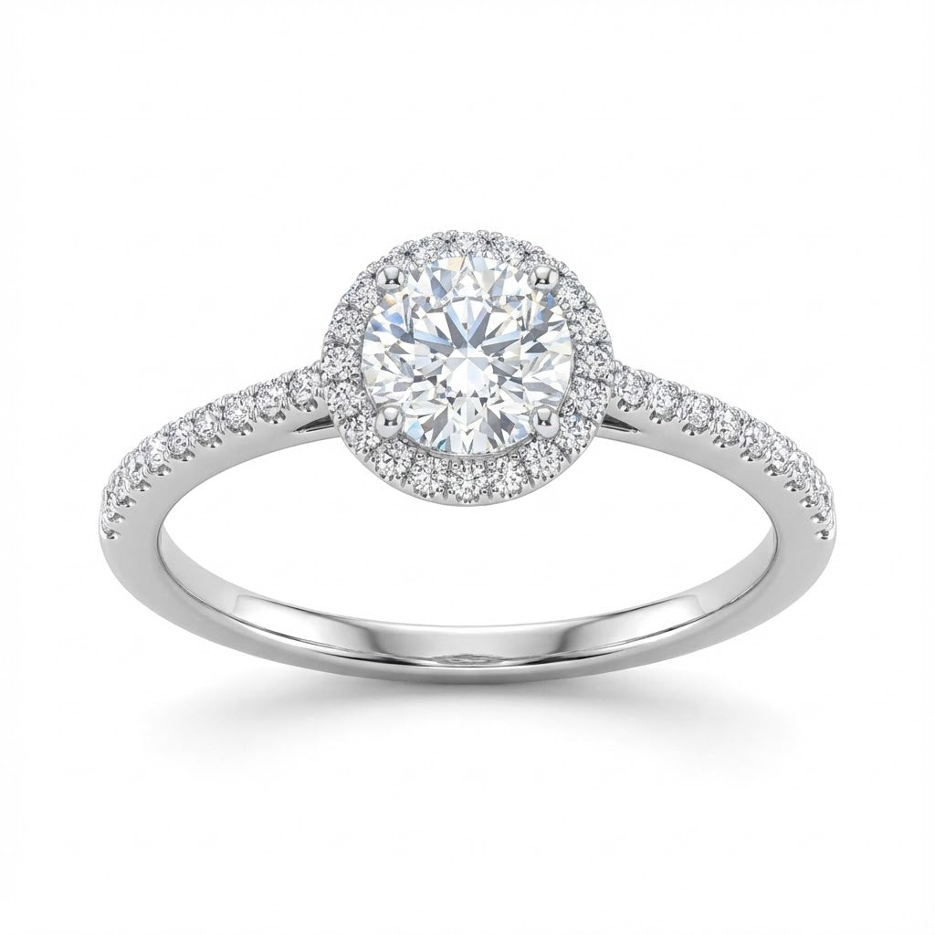 Ladies “Bella Vita Collection” Halo Style Pavé Diamond Engagement Ring – 0.25 ct Total Weight (G–H / VS) – Center Stone Not Included