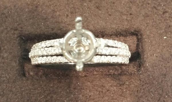 Ladies Three Row Diamond Engagement Ring in 14K White Gold with 0.62 ct Total Diamond Weight