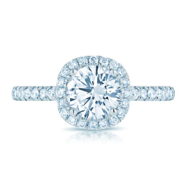14k White Gold Engagement Ring for a Round Center Stone (center stone not included) Number of Diamonds: 38 at 0.31 cttw