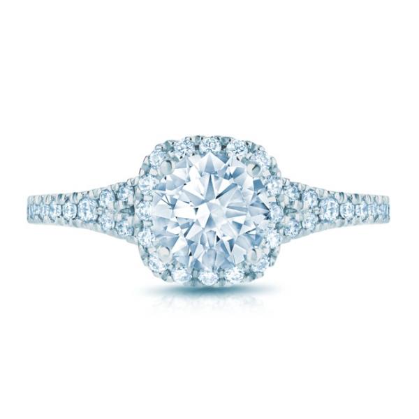 14k White Gold Engagement Ring For a Round Stone Shape(Center Stone Not Included) Number of Diamonds: 42 at 0.34cttw
