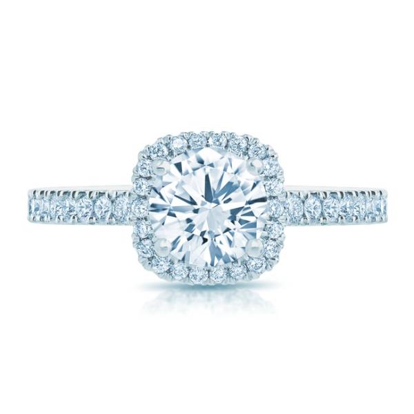 14k White Gold Engagement Ring For a Round Center Stone (Center Stone not Included) Number of Diamonds: 40 at 0.38cttw