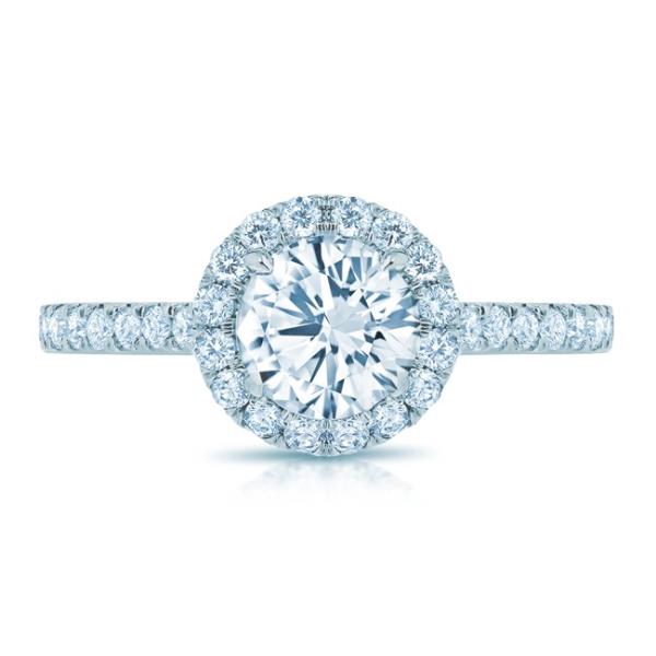 Round Halo Engagement Ring in 14K White Gold with 0.55 ct Total Diamond Weight for a Round Center Stone (Center Stone Not Included)