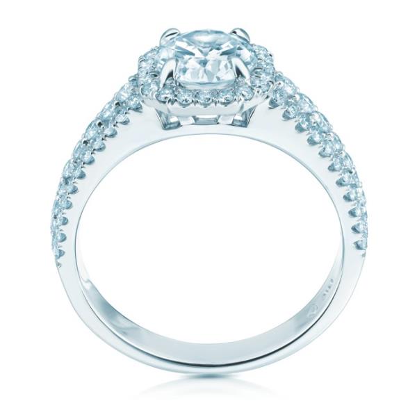 14k White Gold Cushion Halo Engagement Ring For a Round Center Stone (Center Stone Not Included) Number of Diamonds: 82 at 0.64cttw