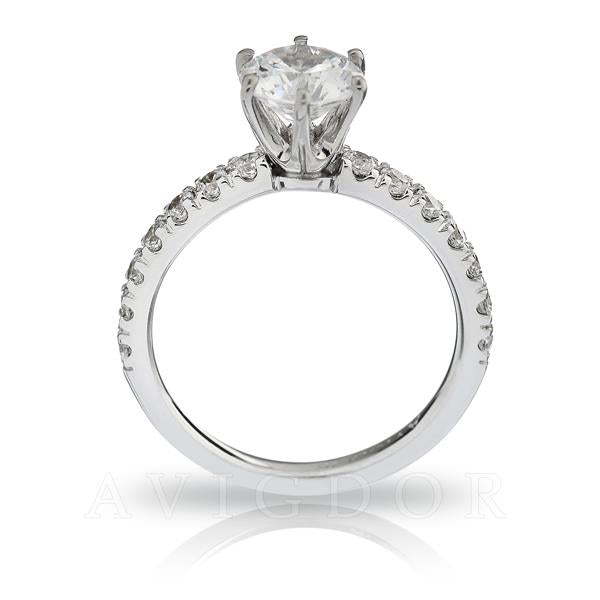 Pavé Diamond Engagement Ring in 18K White Gold with 0.42 ct Total Diamond Weight (Platinum Available by Request)