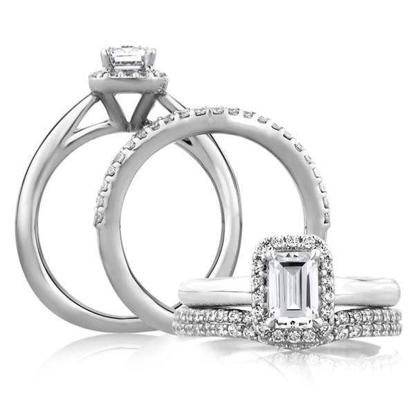 Diamond Engagement Ring Setting in 18K White Gold with 0.13 ct Total Diamond Weight