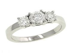 Ladies Prong Set 3-Stone Diamond Ring ||| 14KW  ||| For a 1.00ct ||| (Stones not included) ||| 121221