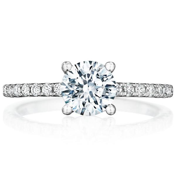 22 Stone Trapezoid Cut Shared prong Set Round Diamond Engagement Ring Diamond .13cttw (center stone not included) |||