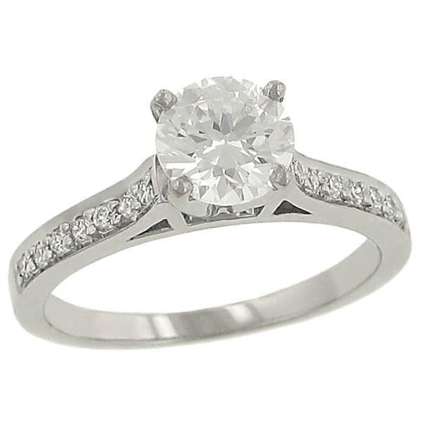Platinum 14 Stone Round Diamond Engagement Ring 0.16cttw(Center Stone Not Included) ||| 141116 |||  |||  |||