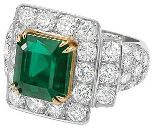LAdies Estate Emerald Ring ||| Emerald  5.82ct ||| Diamonds 5.82 cttw