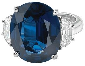 Ladies Estate Saphire Ring ||| Saphire 5.79ct ||| 2 Half Moon Diamonds 1.39cttw