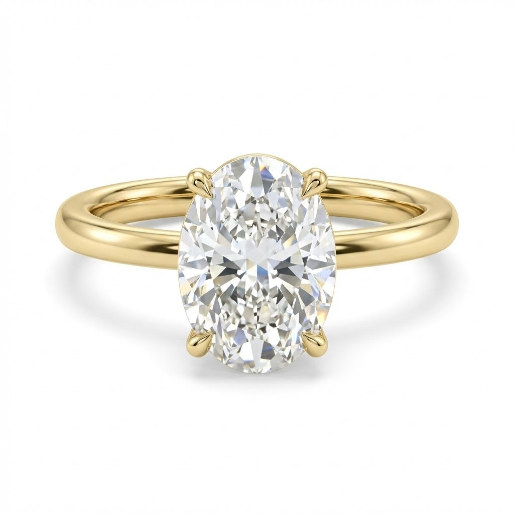 Four Prong Diamond Engagement Ring in 14K Yellow Gold with 1.50 ct Oval Center Diamond