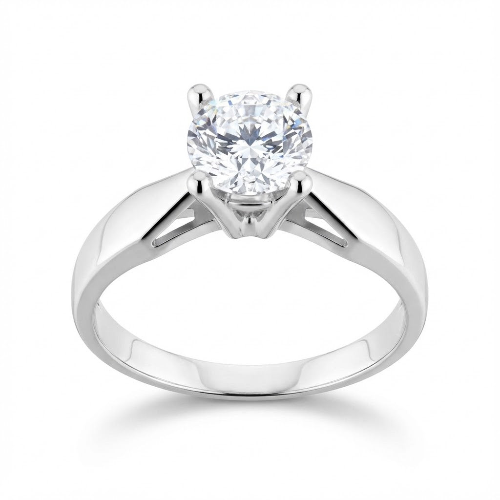 Ladies 14K White Gold Solitaire Engagement Ring with Approx. 0.70 ct Total Diamond Weight – Style 