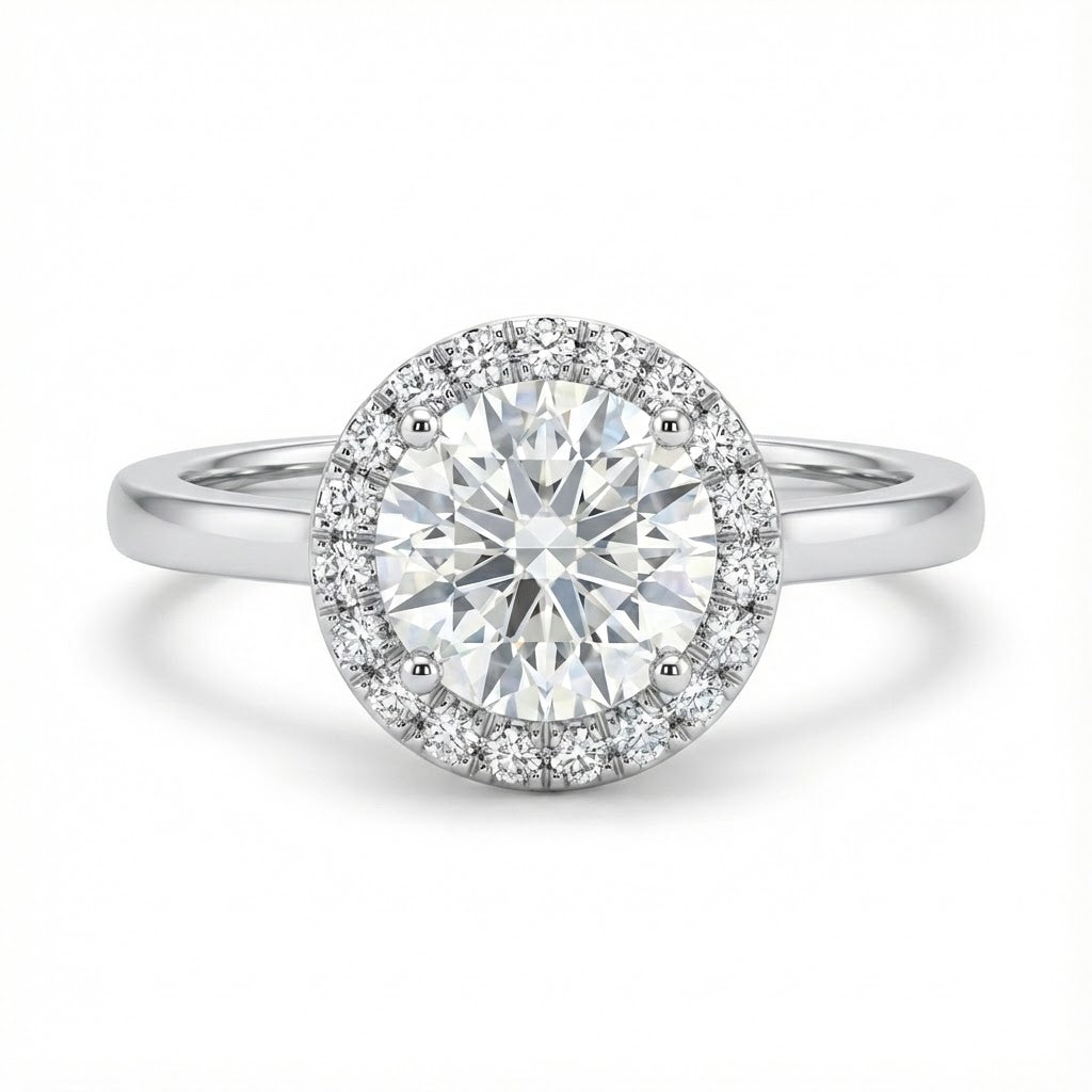 Ladies “Perfect Twogether” Flush Fit Solitaire Engagement Ring with Pavé Diamond Trim – 0.15 ct Total Weight (Center Stone Not Included)