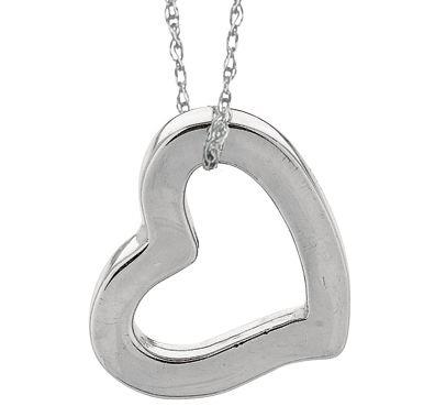 14K White Gold Open Floating Heart Pendant Necklace – 1.30g