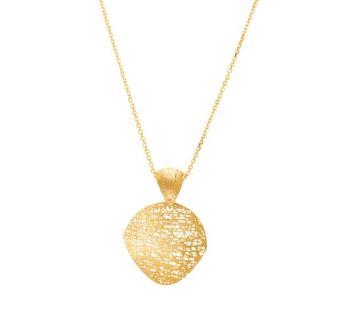 Ladies Round Textured Fashion Pendant on 18'' Cable Chain – 2.70g