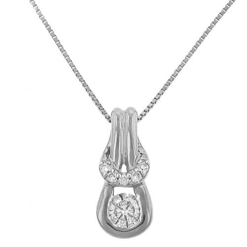 Ladies Everlon Knot Diamond Pendant on Box Link Chain – 0.25cttw (H/I2)